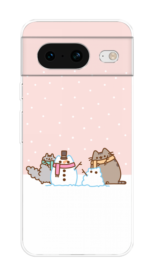 

Чехол на Google Pixel 8 "Котики в снегу", Розовый;белый;серый, 271550-5