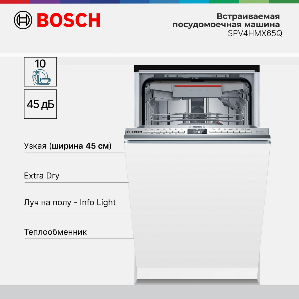 

Встраиваемая посудомоечная машина Bosch SPV4HMX65Q, SPV4HMX65Q