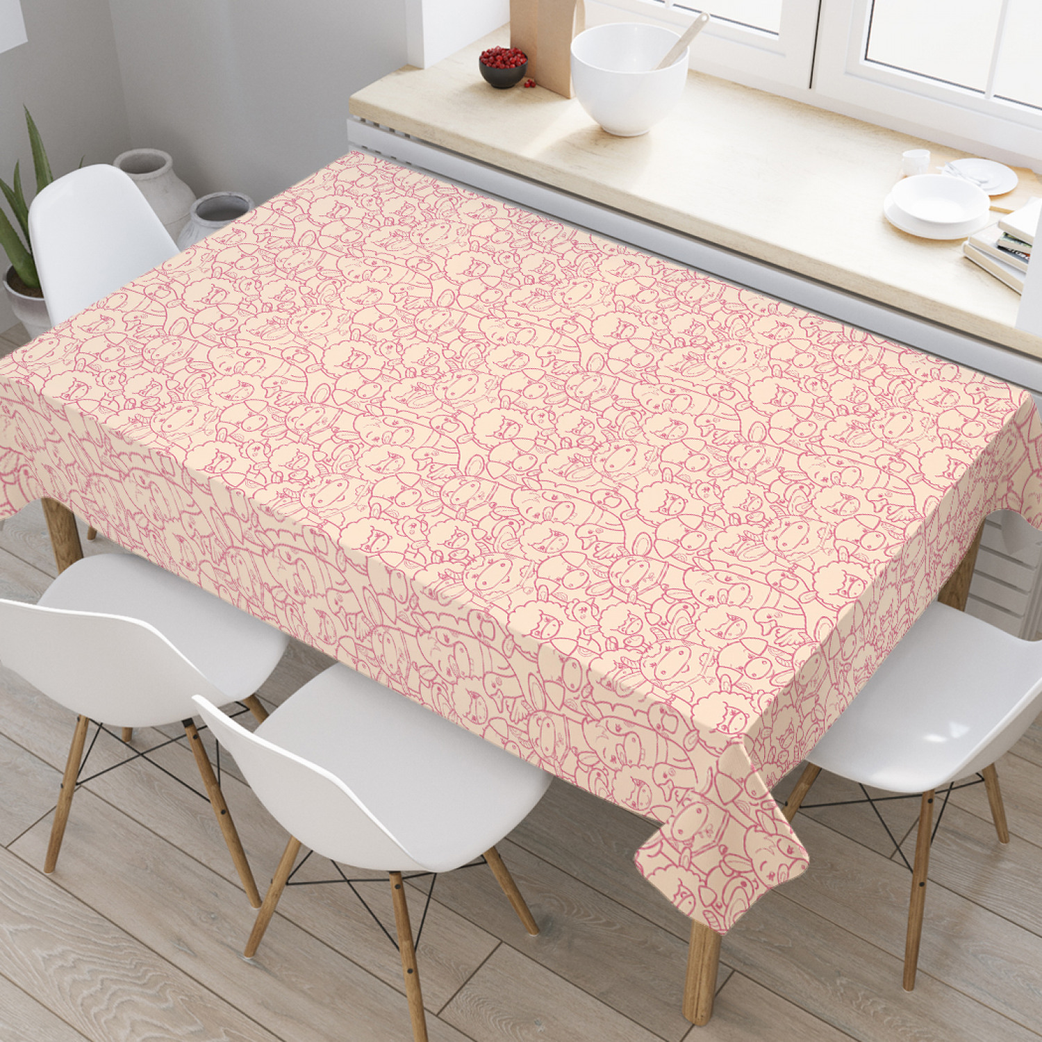 

Скатерть прямоугольная на кухонный стол JoyArty "Жители фермы" из оксфорда, 120x145 см, Бежевый, Жители фермы