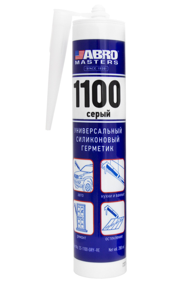 

Герметик силиконовый 1100 ABRO MASTERS (серый) 280 мл.