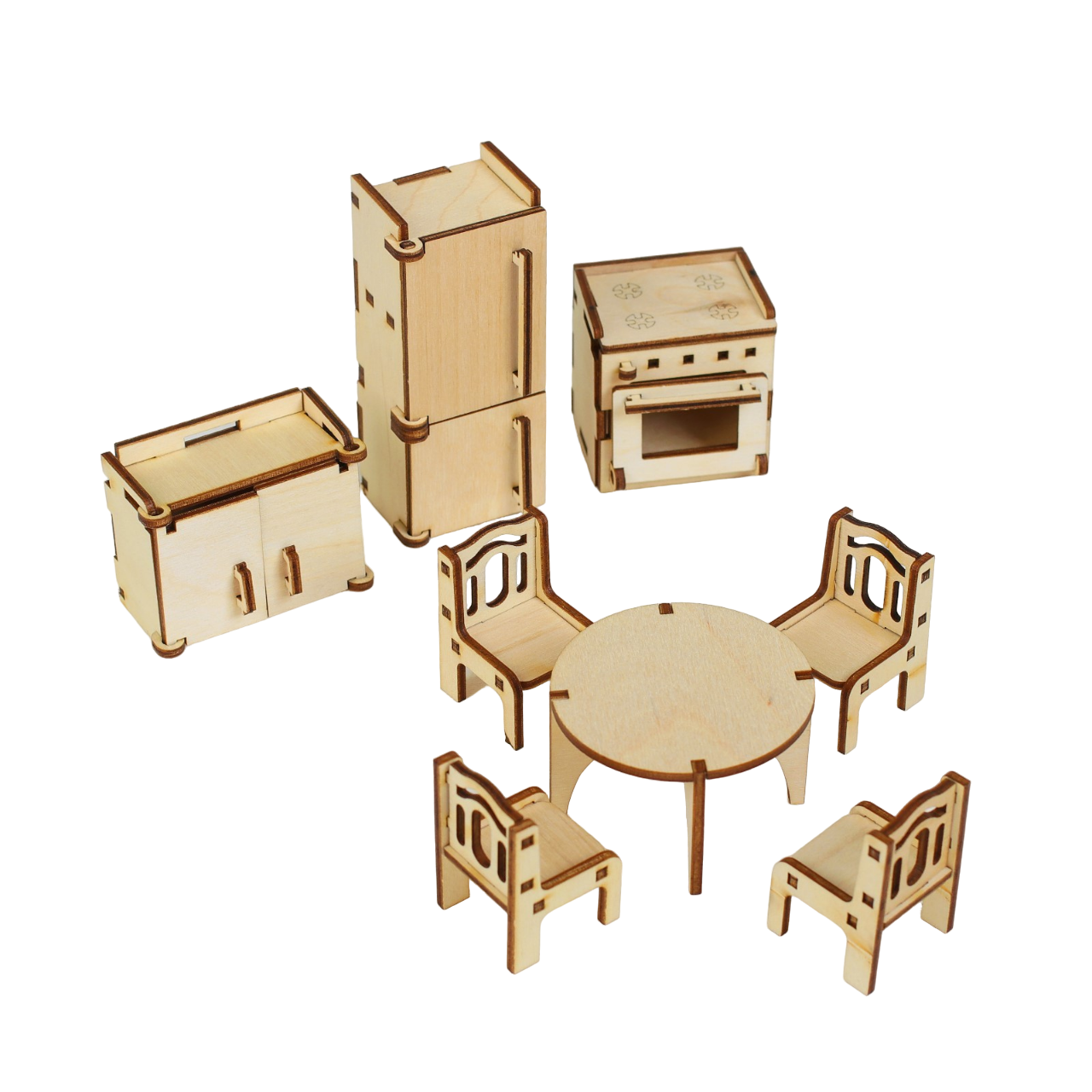 фото Набор деревянной мебели для кукол большой слон кухня