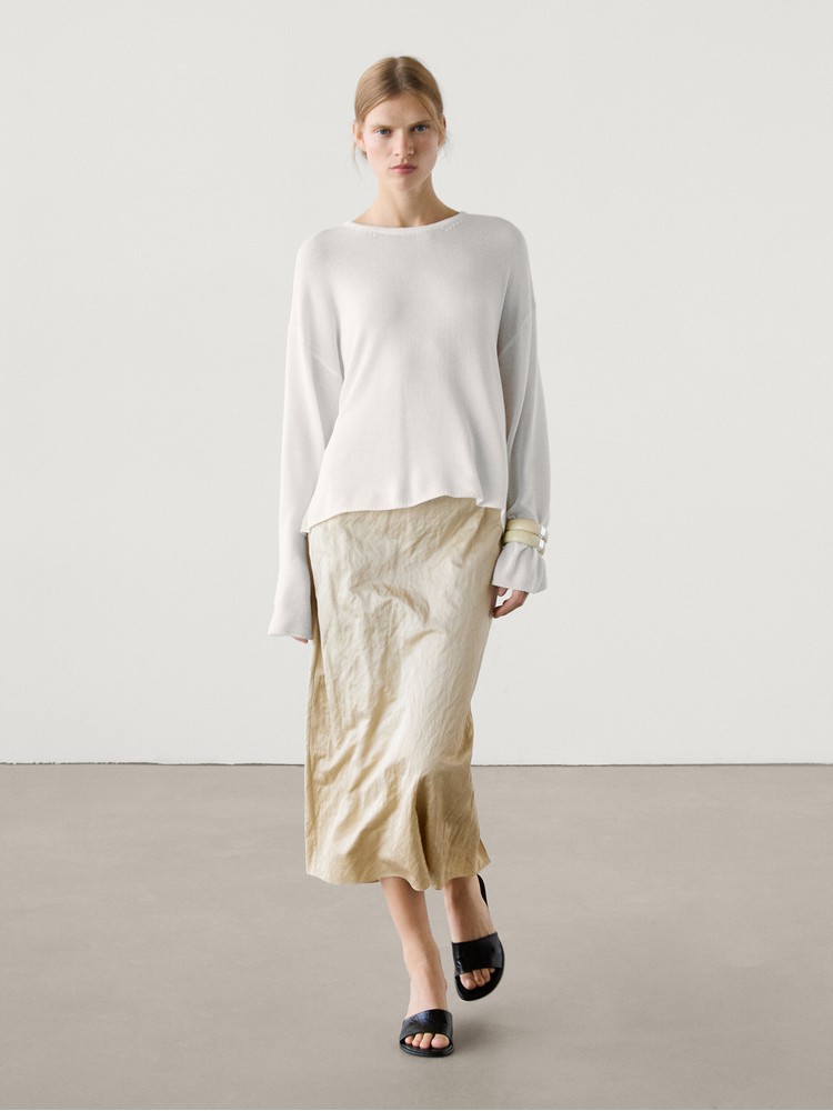 

юбка женская Massimo Dutti 5250/525-I2024 бежевая L, Бежевый, 5250/525-I2024