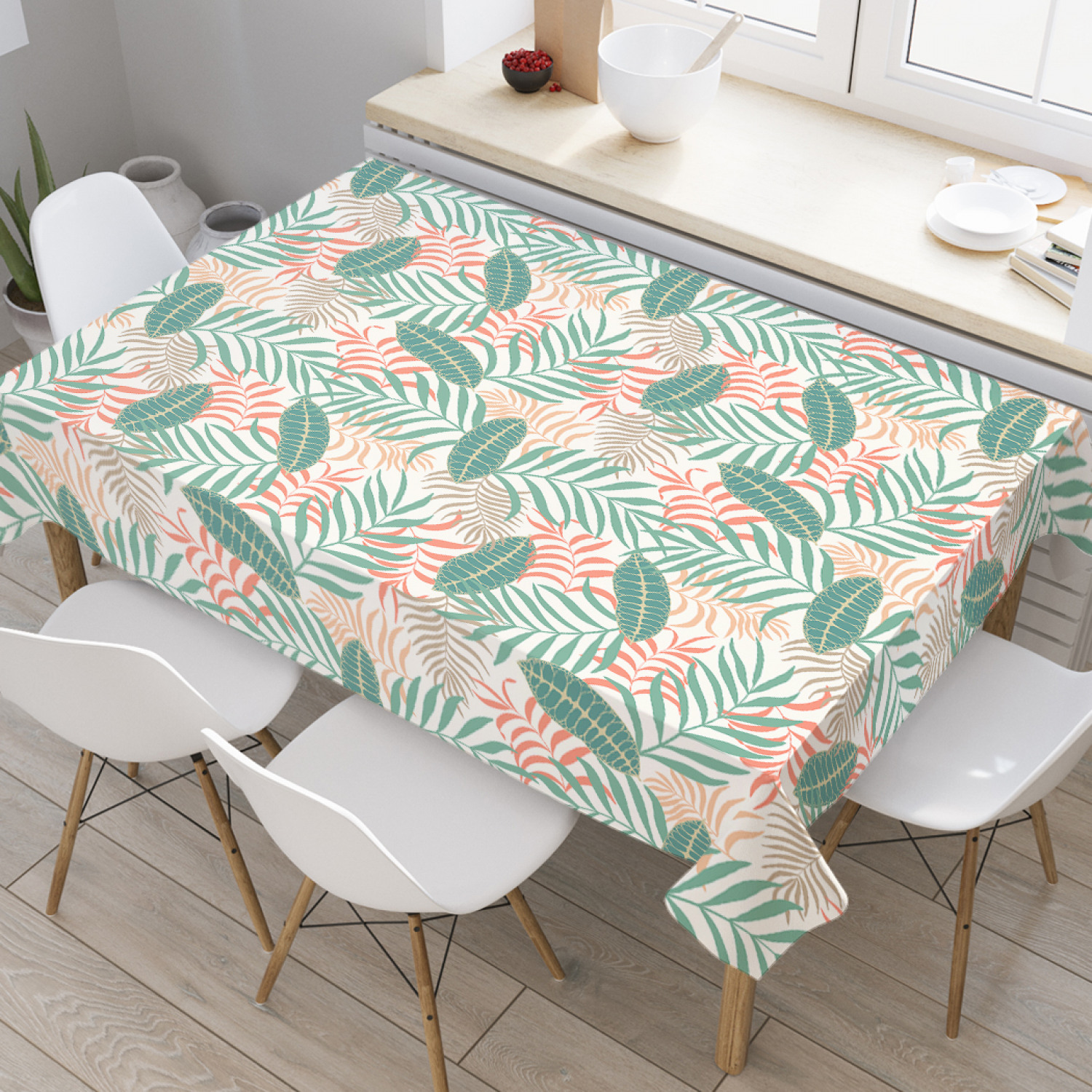 

Скатерть прямоугольная на кухонный стол JoyArty "Экзотика листьев" из оксфорда, 120x145 см, Зеленый, Экзотика листьев