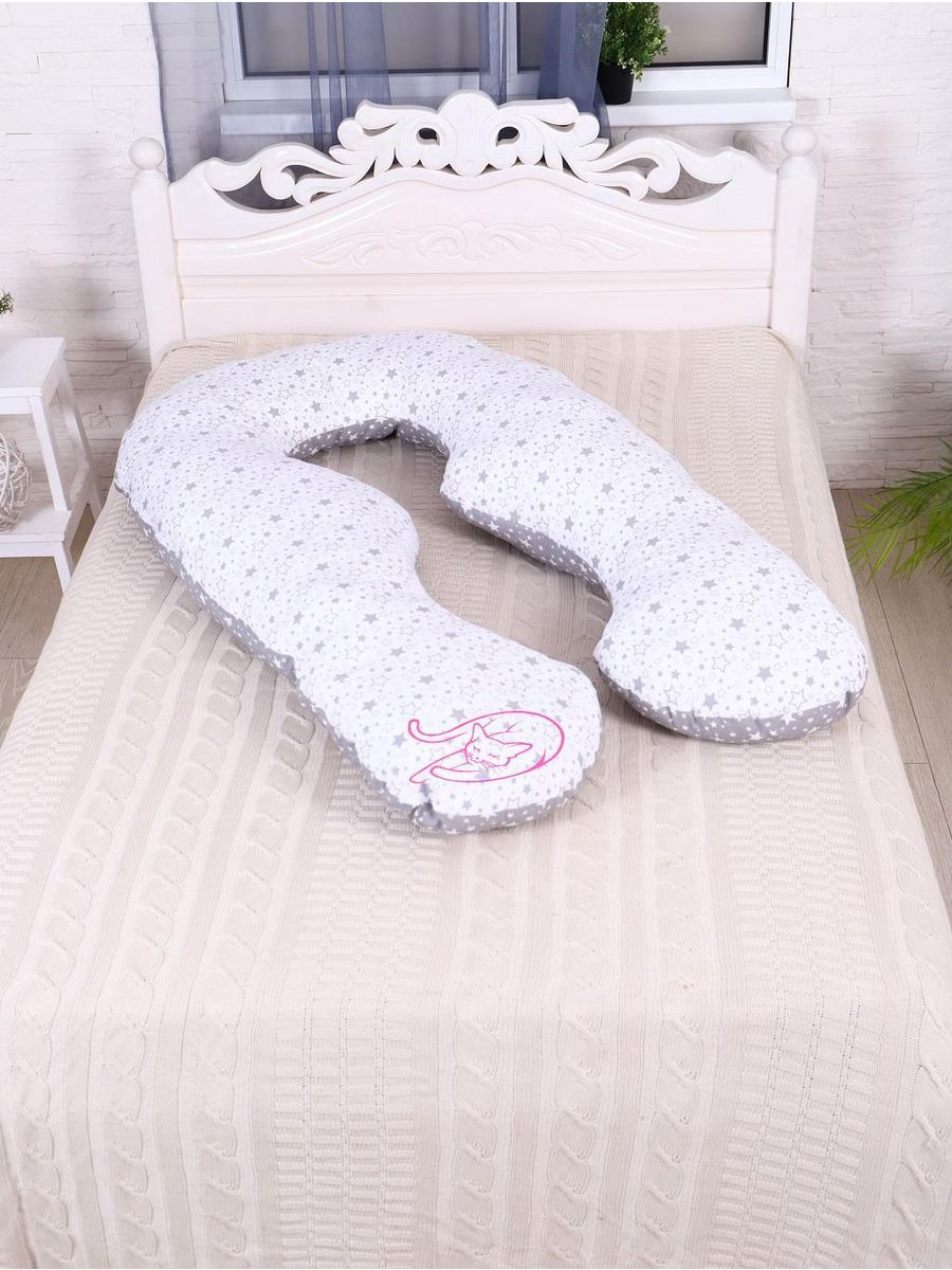 Подушка для беременных анатомическая Мастерская снов Бело-серый звездопад 145x70