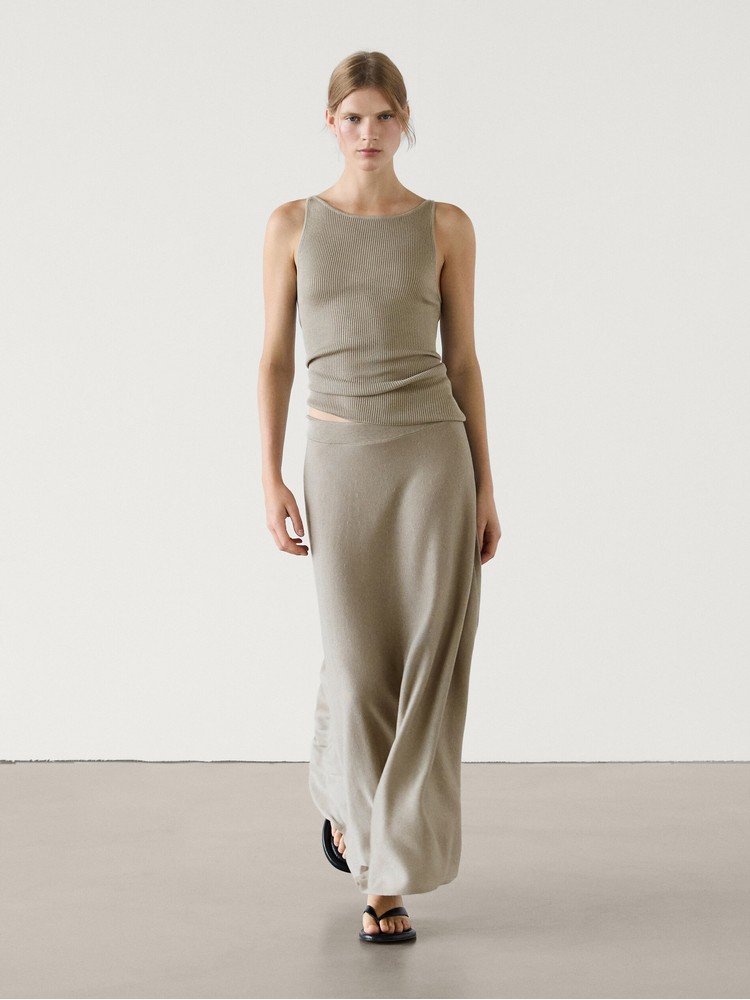 

юбка женская Massimo Dutti 5217/512-I2024 бежевая S, Бежевый, 5217/512-I2024