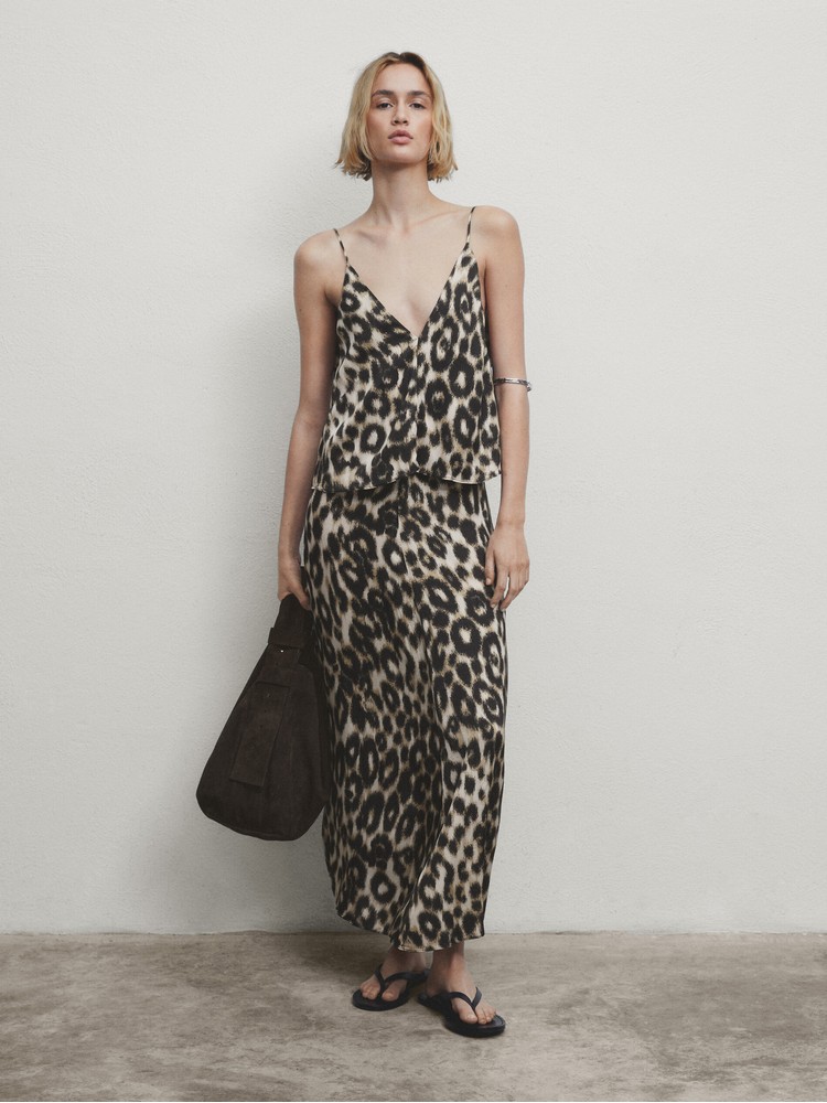 

юбка женская Massimo Dutti 5211/848-I2024 коричневая 38, Коричневый, 5211/848-I2024