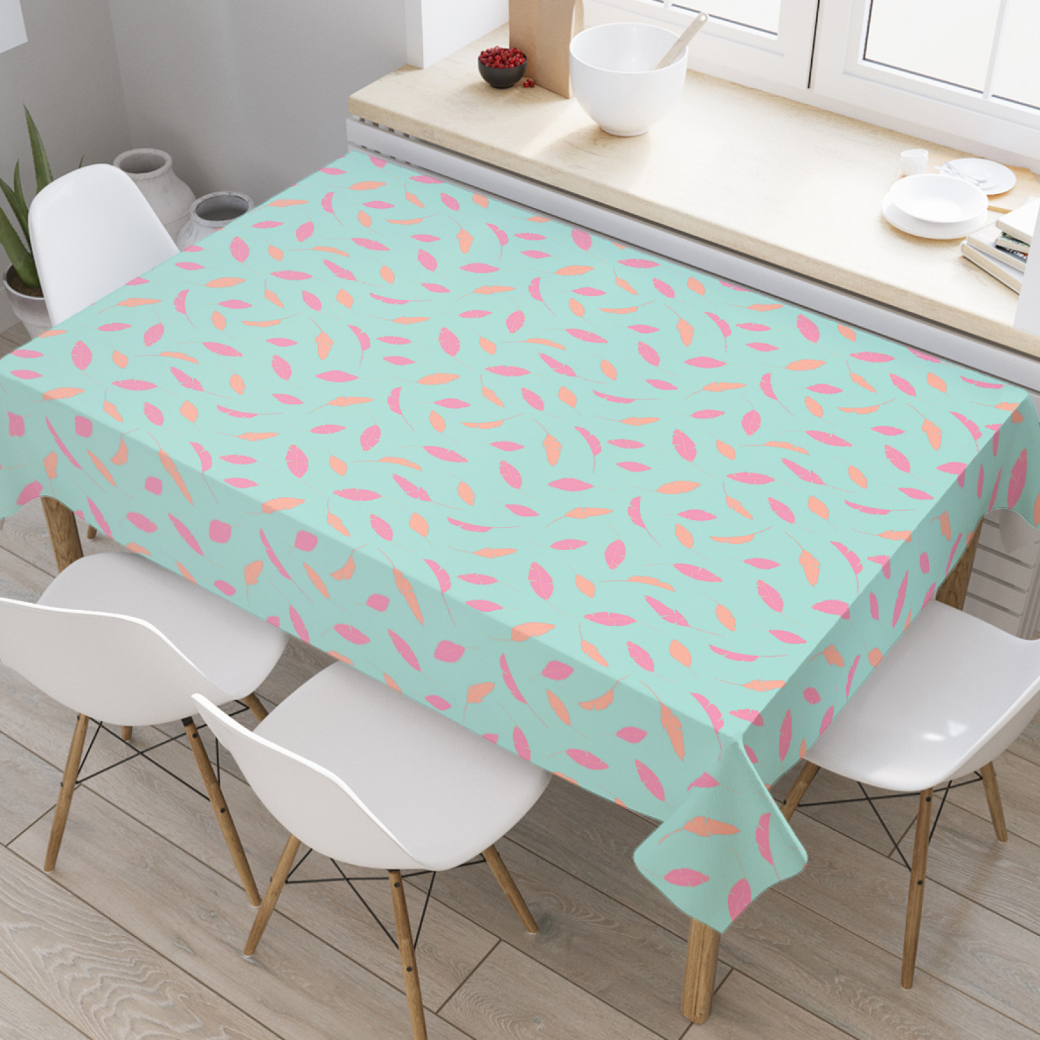 

Скатерть прямоугольная на кухонный стол JoyArty "Перьевые листья" из оксфорда, 120x145 см, Зеленый, Перьевые листья