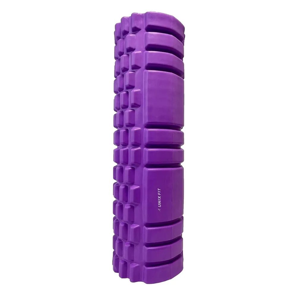 Ролик массажный UNIX Fit МФР ролл для фитнеса и йоги, 45 см, диаметр 13,5 см, фиолетовый
