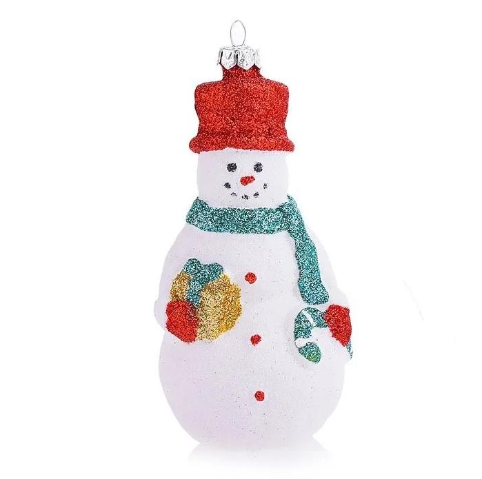 Елочная игрушка Феникс-презент Снеговик с подарком 80533 1 шт. разноцветный