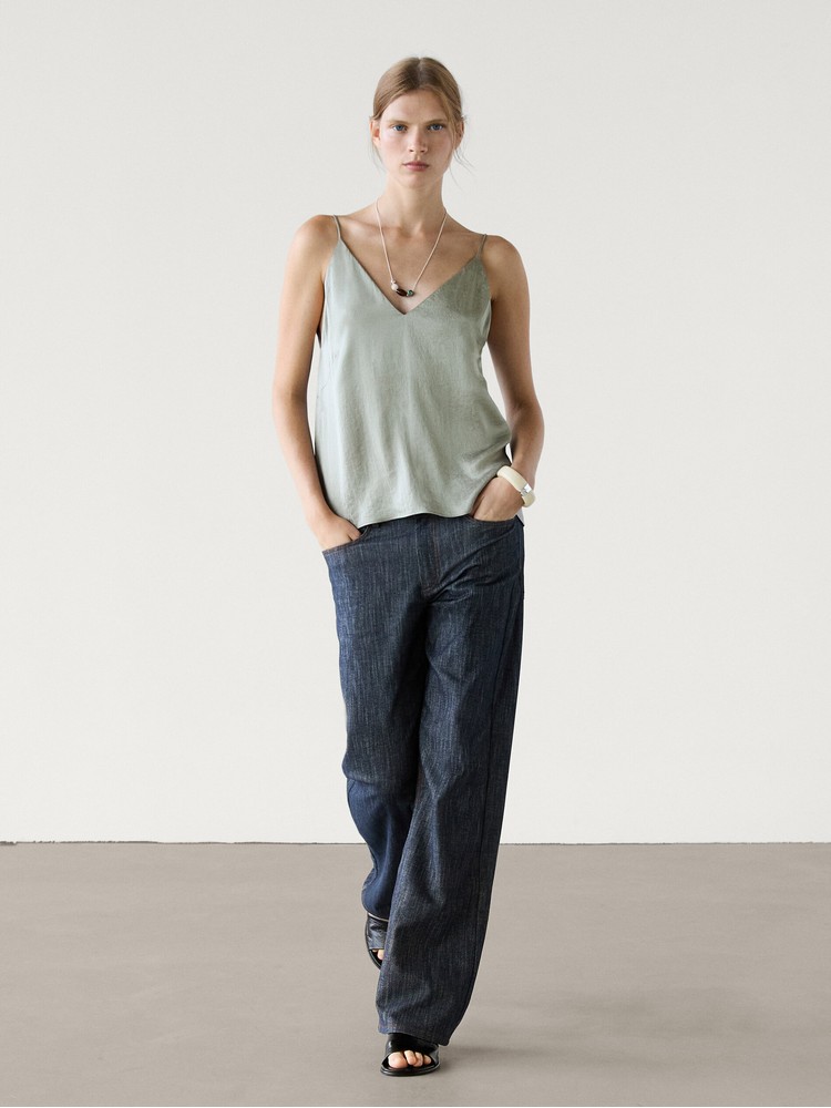 

топ женский Massimo Dutti 5155/104-I2024 голубой L, 5155/104-I2024