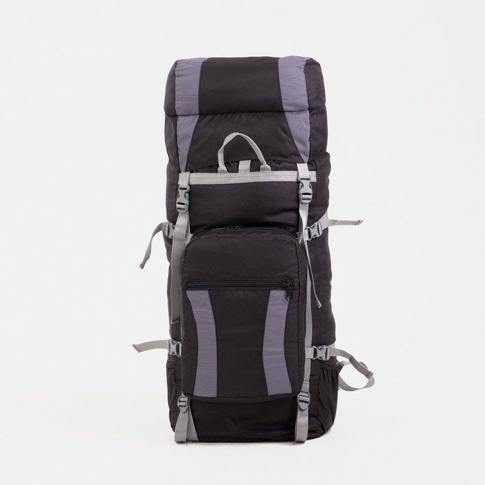 Рюкзак туристический 90л, отдел на шнурке, наружный карман, 2 боковых сетки, черный/серый