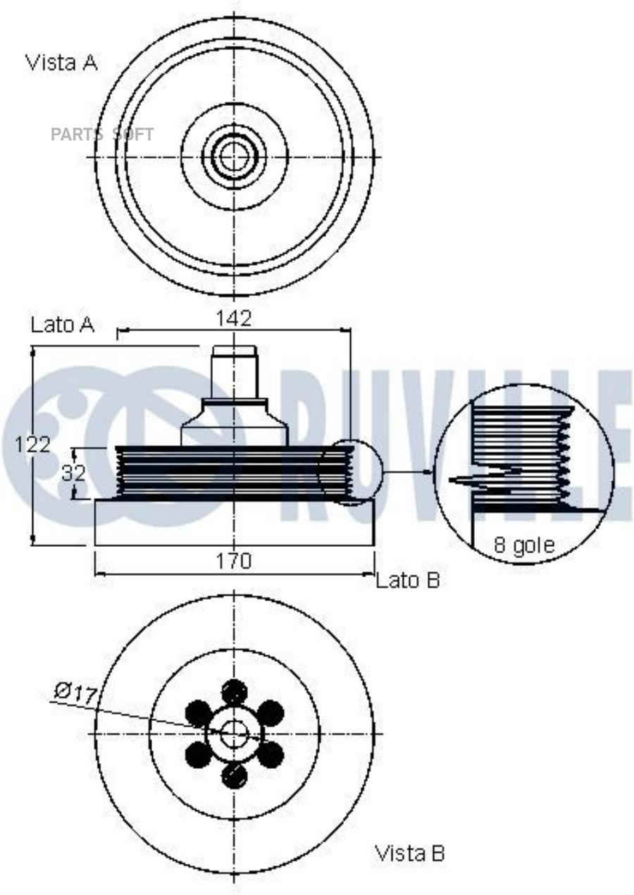 Шкив Коленвала Bmw: 7 (F01, F02, F03, F04) Ruville арт. 520304