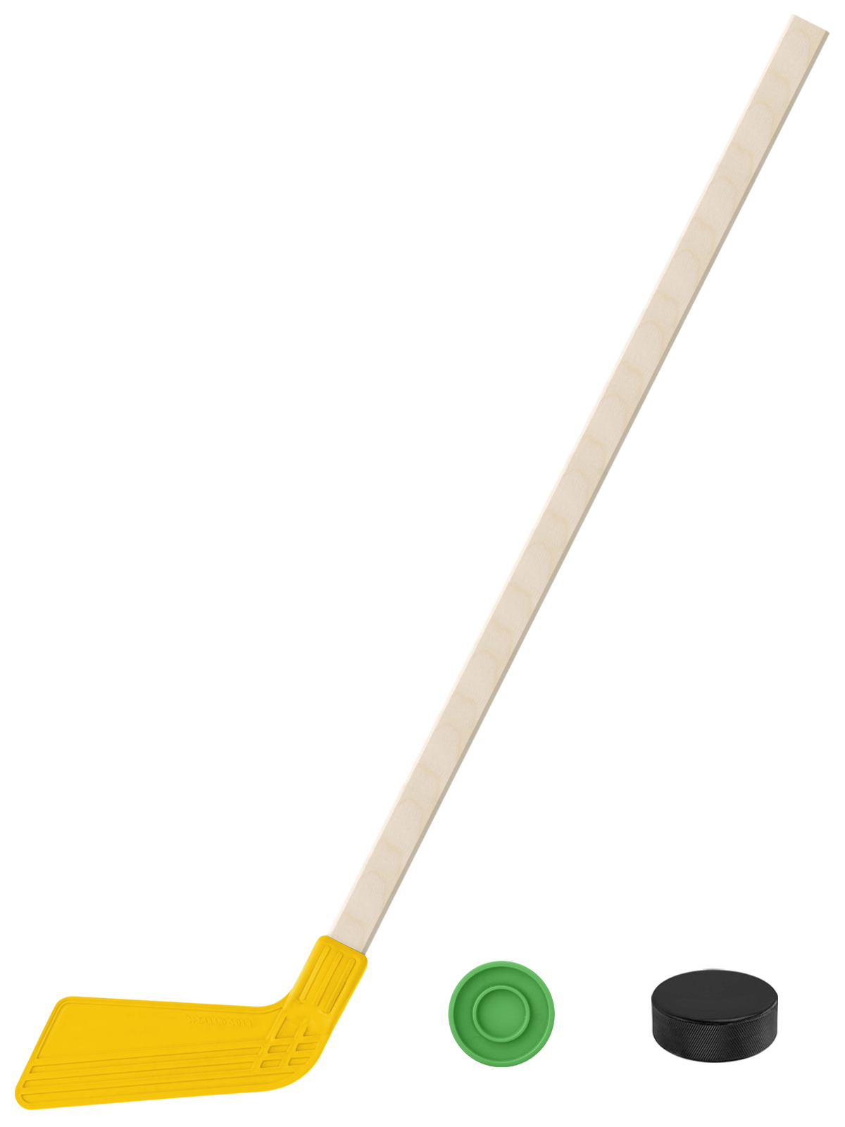 фото Набор задира-плюс клюшка хоккейная желтая 80 см. +шайба+шайба детская 60 мм кл+шж+шд