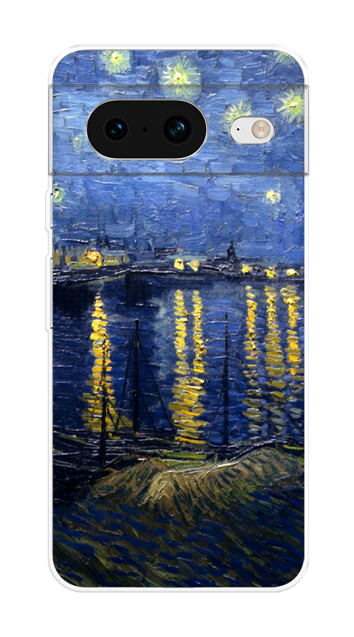 

Чехол на Google Pixel 8 "Звездная ночь над Роной", Синий;желтый, 271550-4