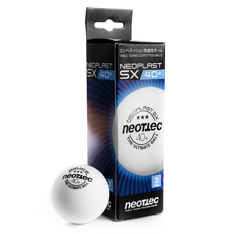 Мячи для настольного тенниса Neottec 3* Neoplast SX 40+ Plastic x3, White