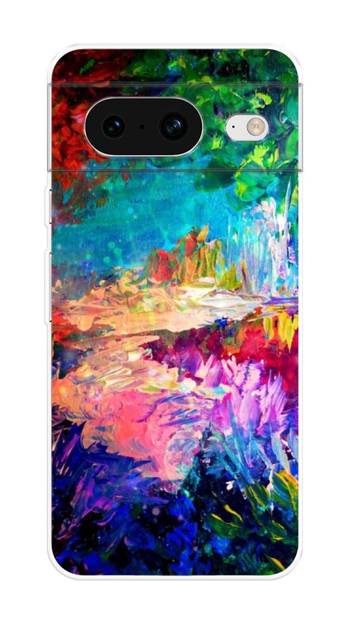 

Чехол на Google Pixel 8 "Лес-гуашь", Синий;розовый;зеленый, 271550-4