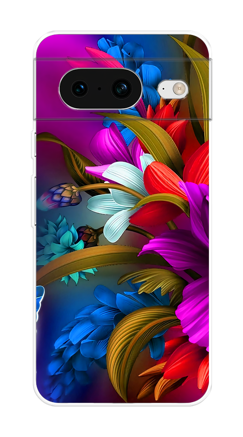 

Чехол на Google Pixel 8 "Фантастические цветы", Фиолетовый;красный;синий, 271550-2