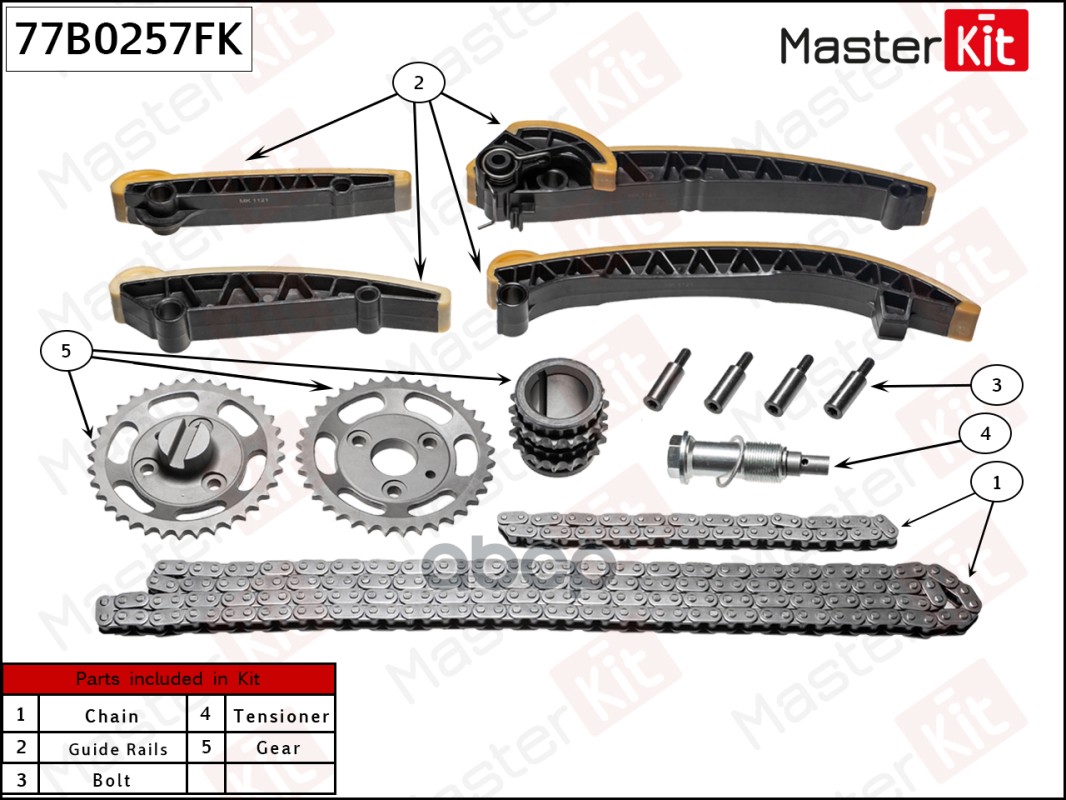 

Комплект цепи ГРМ MERCEDES OM 642 C218/W212/X164/W251/W222/W639 77B0257FK