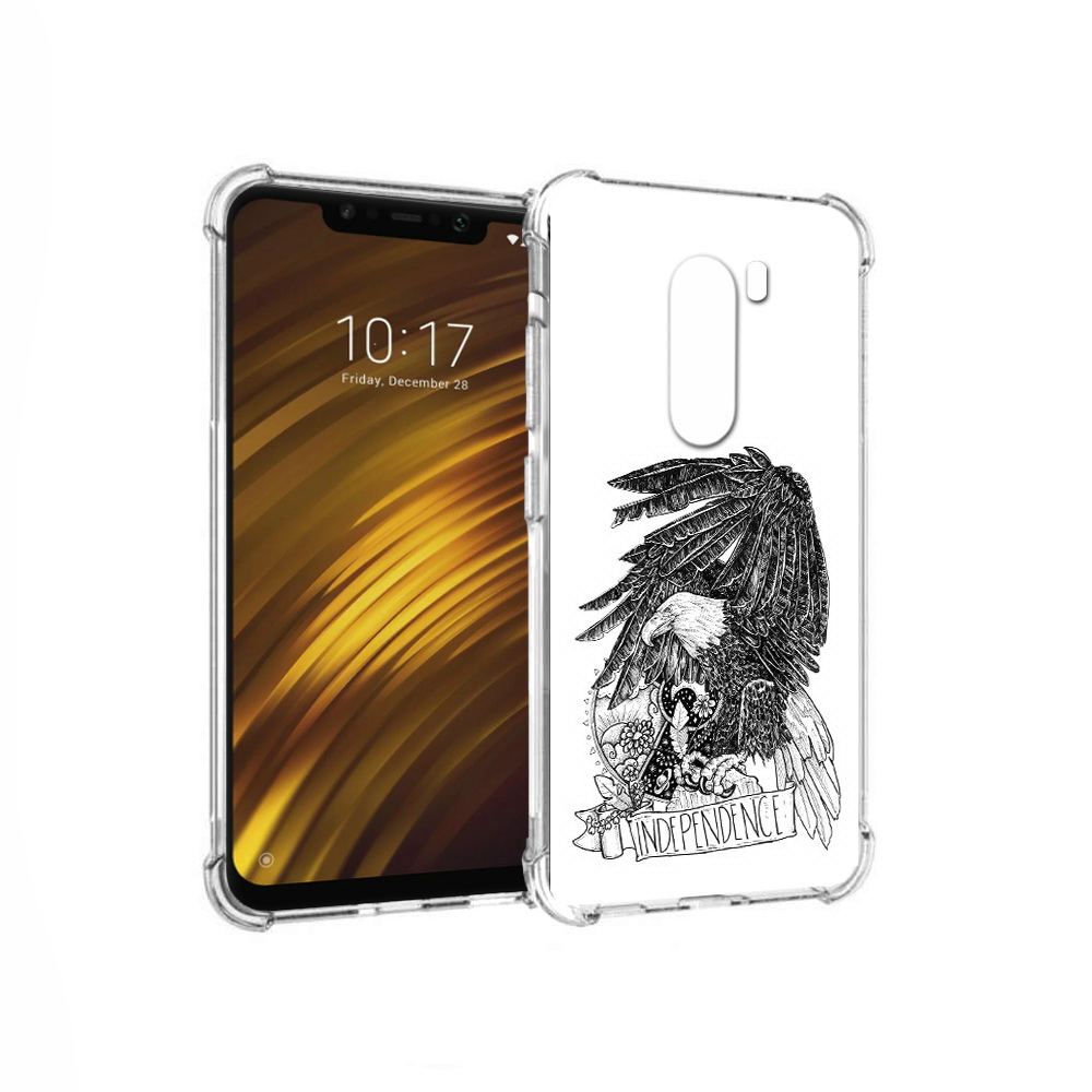 

Чехол MyPads Tocco для Xiaomi Pocophone F1 черно белый сокол (PT116503.308.688), Прозрачный, Tocco