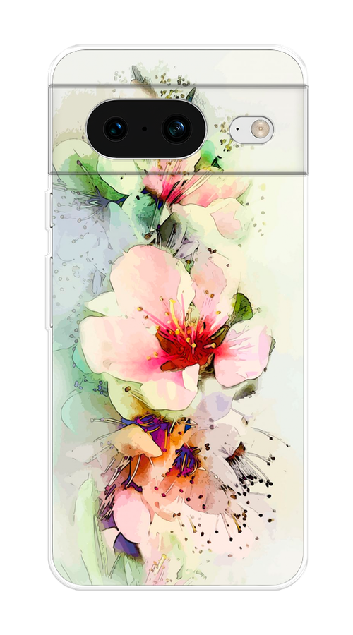 

Чехол на Google Pixel 8 "Нежные цветы", Зеленый;розовый, 271550-2