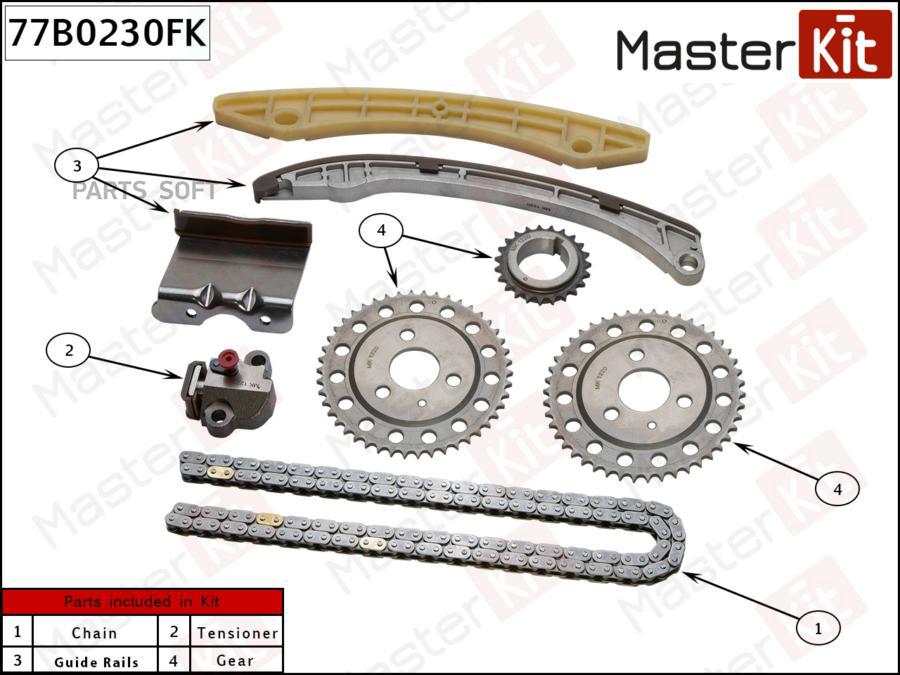 

Комплект цепи ГРМ CHEVROLET EPICA 2.5L X25D1 04- Masterkit 77B0230FK