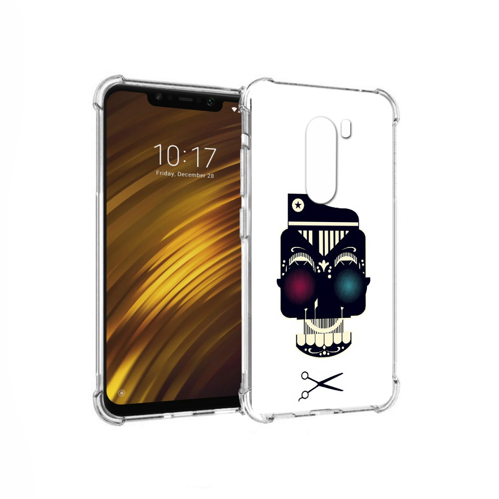 

Чехол MyPads Tocco для Xiaomi Pocophone F1 черно белый скелет с яркими глазами, Прозрачный, Tocco