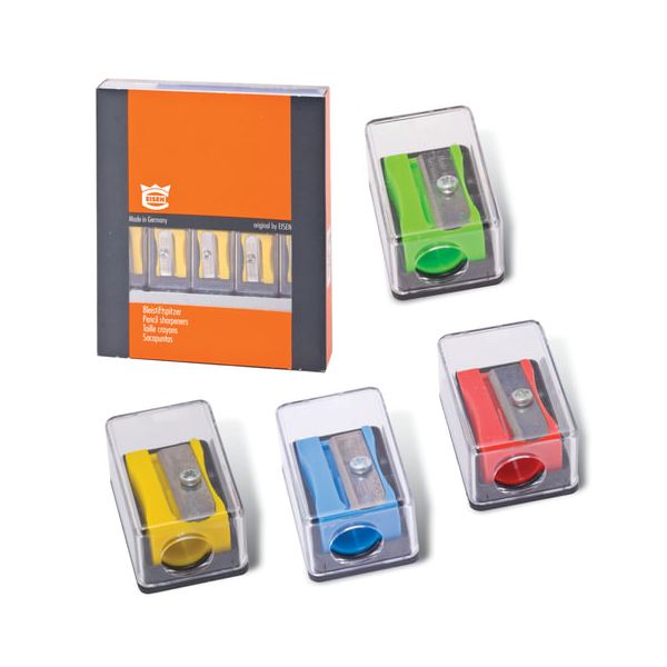 Точилка EISEN с контейнером, Мини, 4 цвета, 407,053, 20 шт.