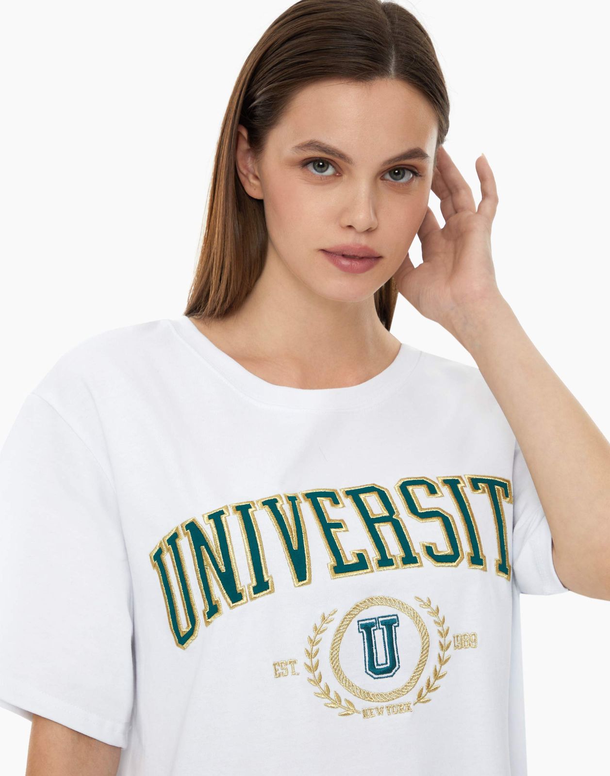 

Футболка женская Gloria Jeans GKT023558 белая L-XL (48-54), Белый, GKT023558