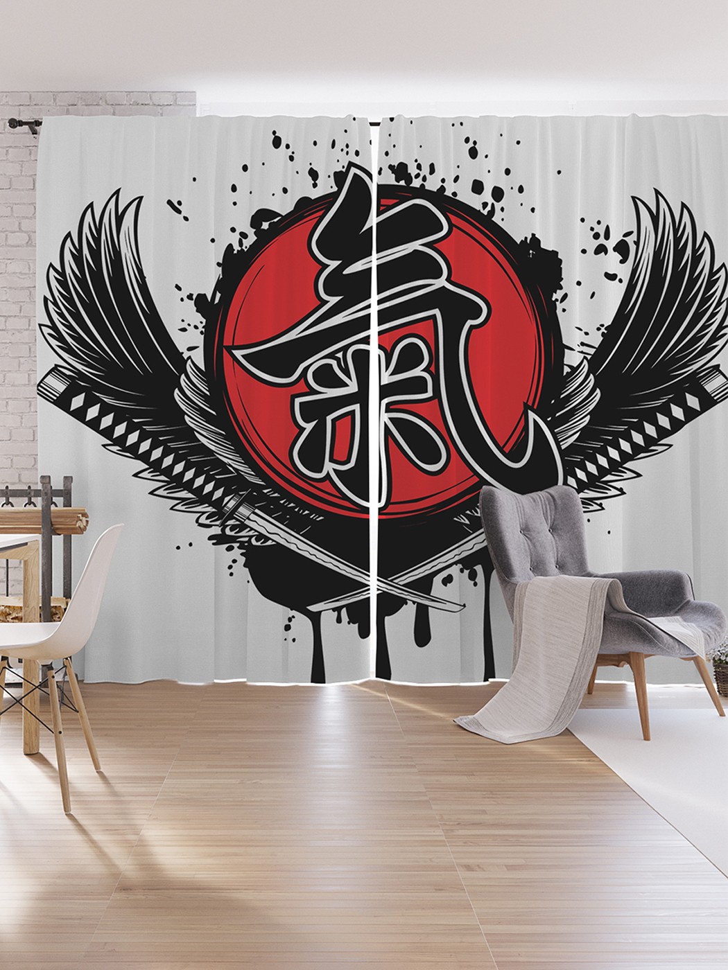 

Шторы под лён JoyArty "Японские катаны", серия Oxford DeLux, 340х265 см, Японские катаны