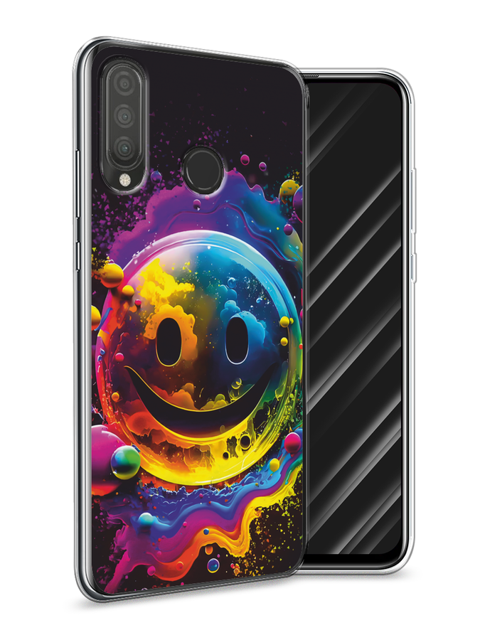 

Чехол Awog на Huawei P30 Lite/Honor 20S/20 Lite 2020 "Кислотный смайл", Фиолетовый;желтый;синий, 67950-1