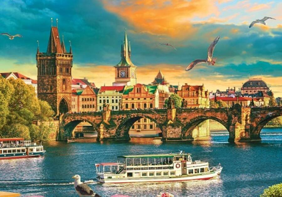 

Алм. мозаика 30x40 (класс) полное зап. без подр. (25 цв.) Мост через реку на закате,