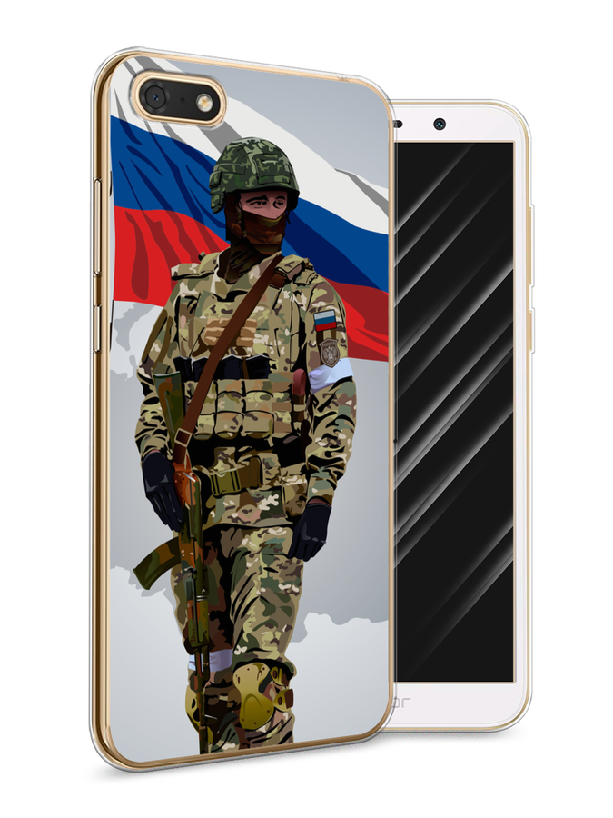 

Чехол Awog на Huawei Honor 7A/7A Prime/Y5 Prime 2018/Y5 2018 "Солдат с флагом", Белый;синий;красный;зеленый, 65250-1