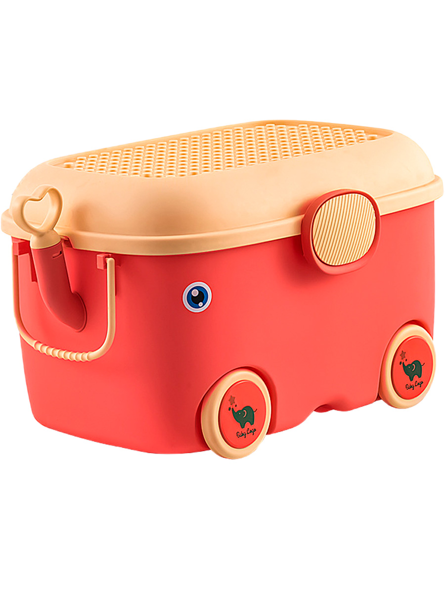 Ящик Корзина Контейнер для хранения игрушек Слон 52 литра (красный, 61х40х36,5 см)