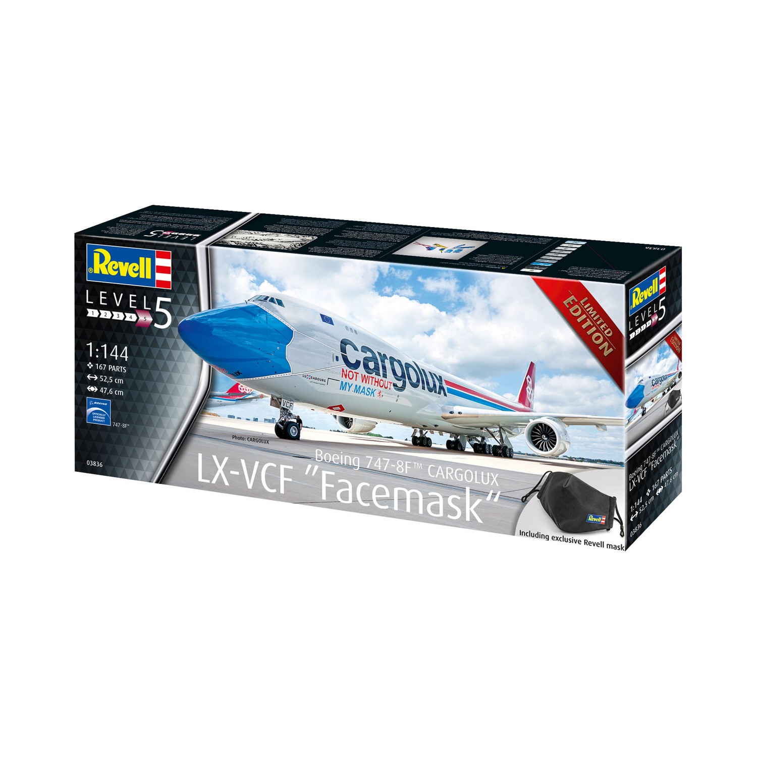 

Сборная модель самолета Revell Boeing 747-8F CARGOLUX LX-VCF «Facemask» 03836R