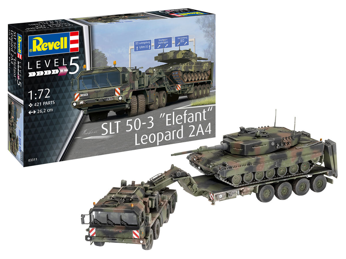

Сборная модель Revell Немецкий танковый транспортер SLT 50-3 Elefant + Leopard 2A4 03311R