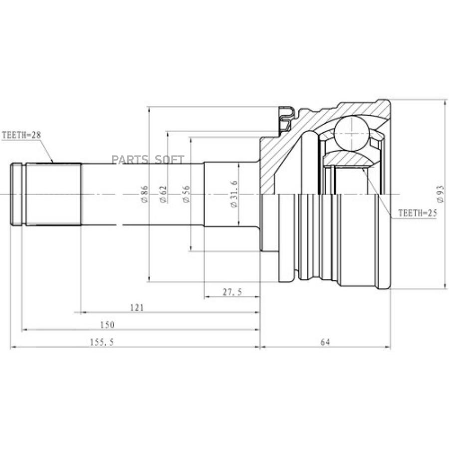 

Шрус Z87218R Zikmar