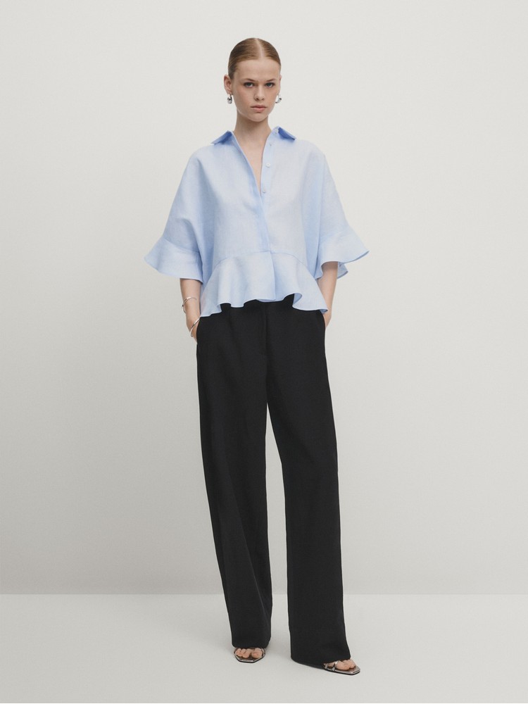 

блуза женская Massimo Dutti 9478/952-I2024 голубая M, Голубой, 9478/952-I2024