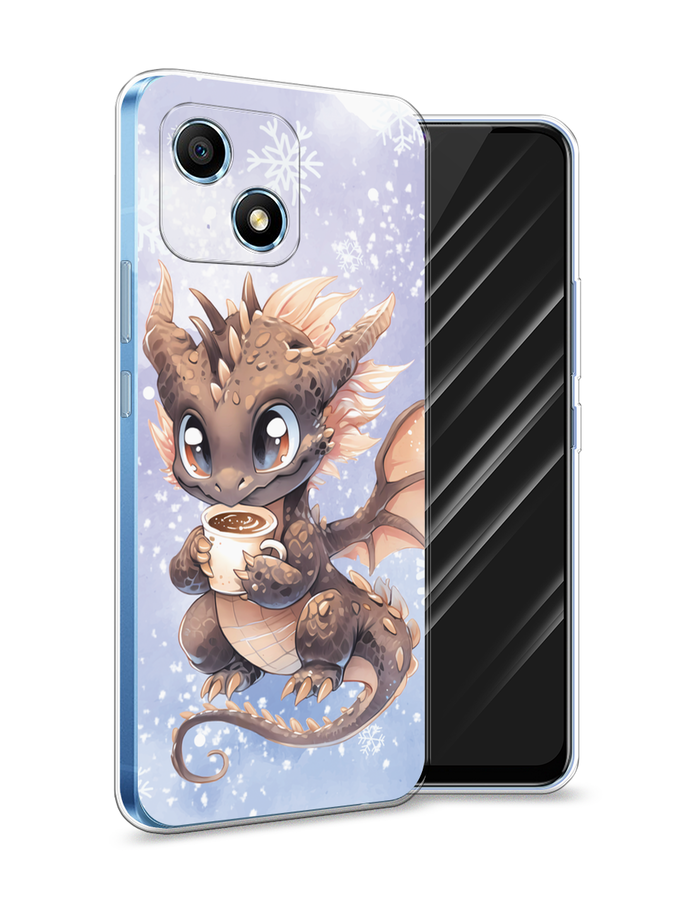 

Чехол Awog на Honor Play 30 "Дракончик с кружкой тёмный", Бежевый;розовый;серый, 6108750-1