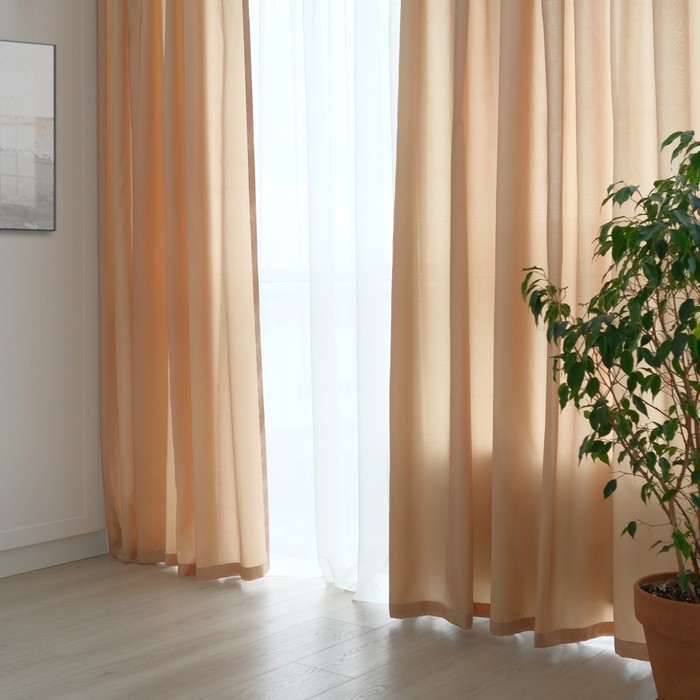 

Штора портьерная "Этель" ширина 200 см, высота 250 см, цвет бежевый, Этель Тафта