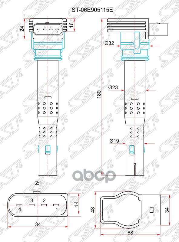 

Катушка Зажигания Vag A4/6/Q7/Passat V Sat арт. ST06E905115E