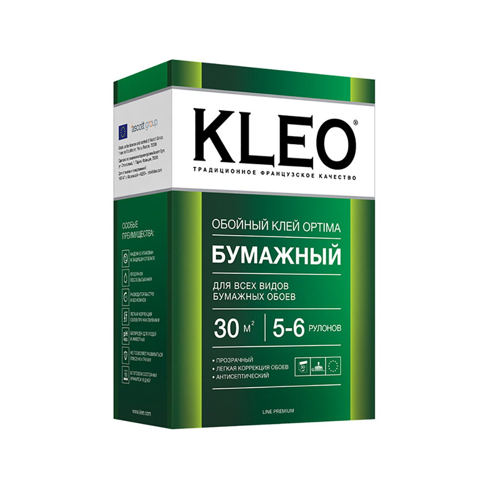 Клей KLEO OPTIMA для бумажных обоев, сыпучий, 5-6 клей для флизелиновых обоев kleo 0 4 кг 58 м²