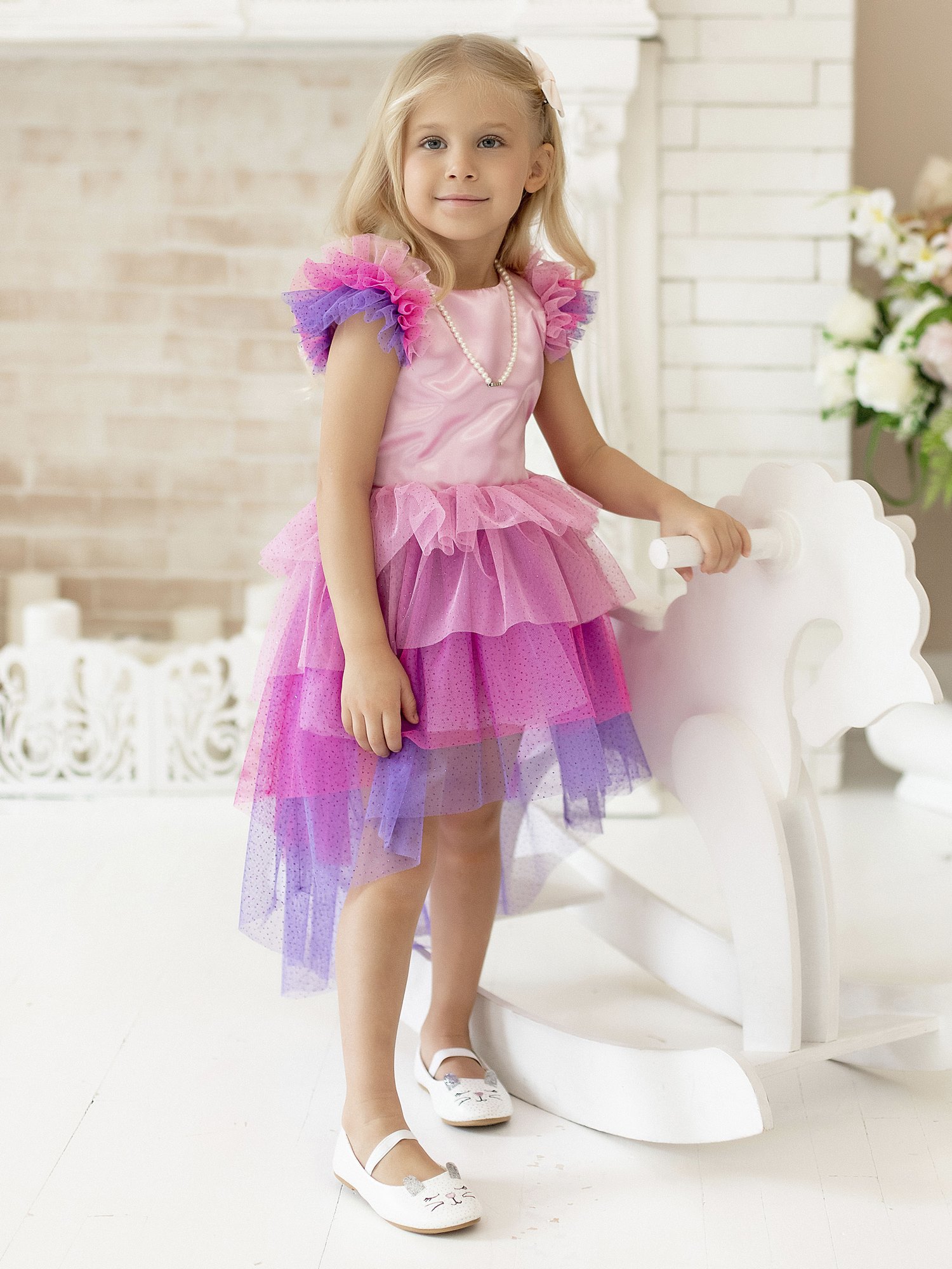Платье детское Batik Лили 003 п22-01 цв.мультиколор/розовый р.134