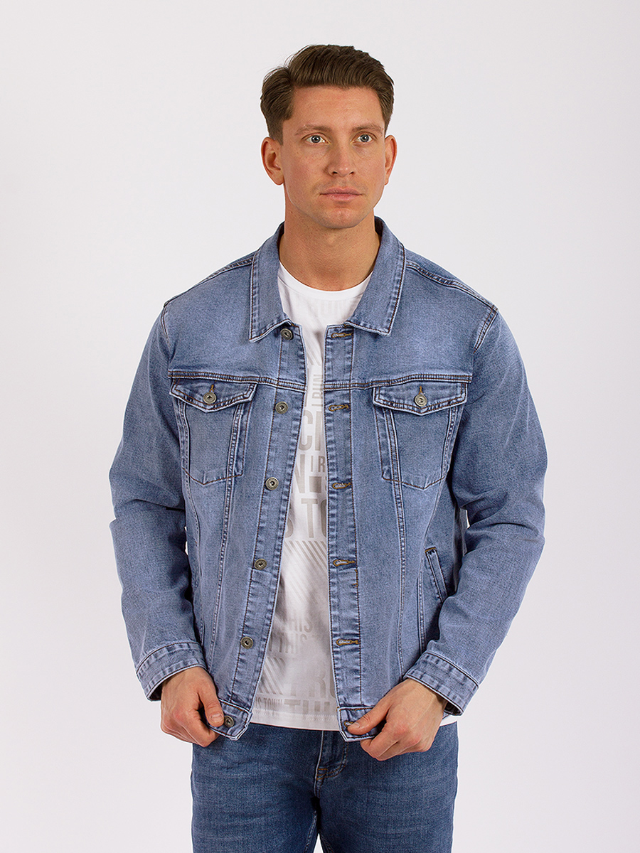 Джинсовая куртка мужская SUPER DATA GD57000809 голубая 5XL
