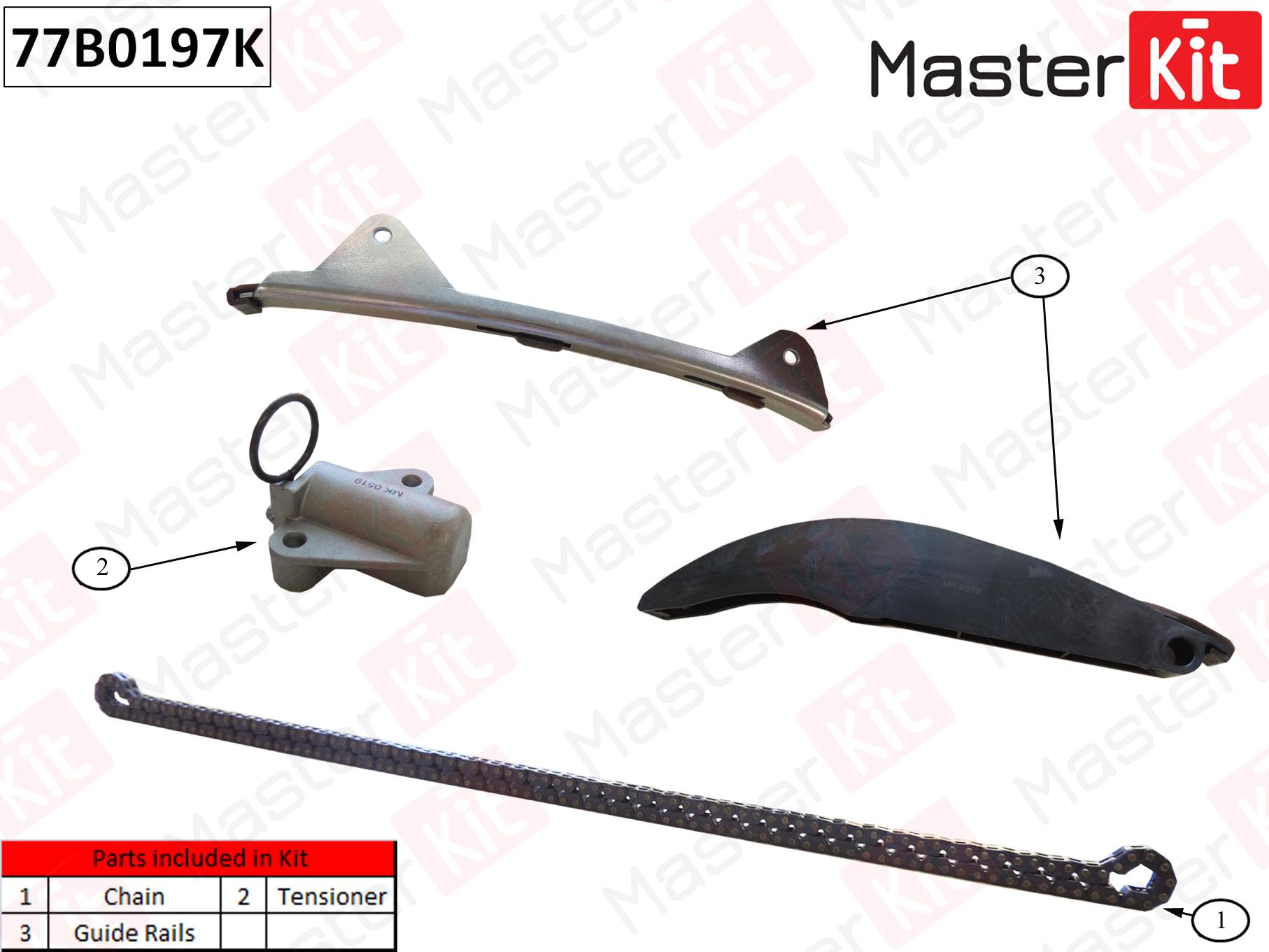 

Комплект цепи ГРМ MASTERKIT 77b0197k