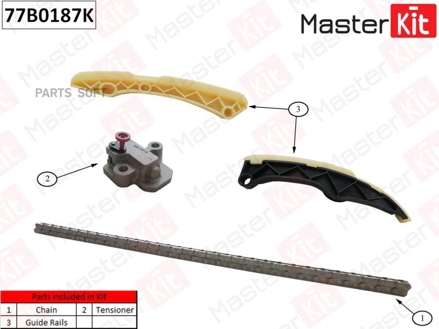 Коплект цепи ГРМ без звездочек MASTERKIT 77b0187k