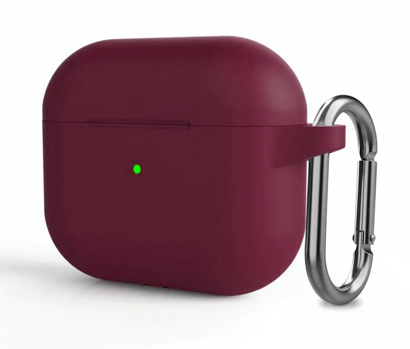 

Чехол силиконовый для Airpods 3 case, алый с карабином