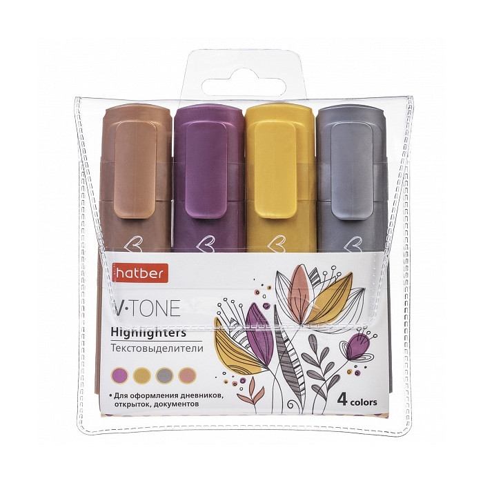 

Набор текстовыделителей Hatber V-tone METALLIC 4шт в прозрачном ПВХ-боксе, HL-070355, Разноцветный