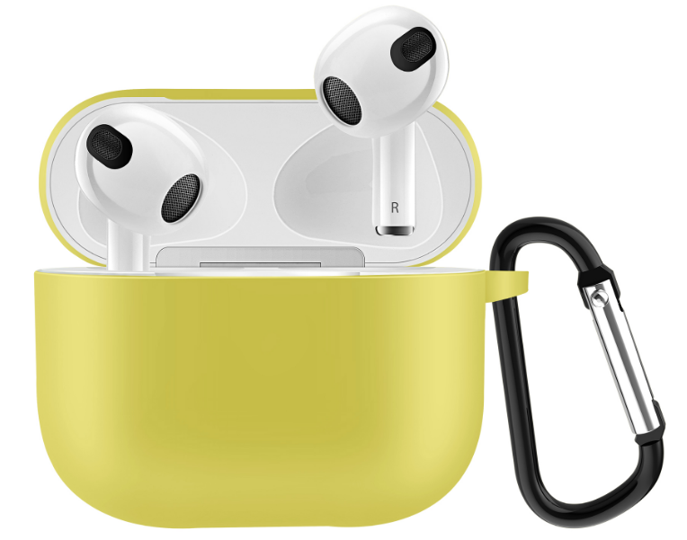 

Чехол силиконовый для Airpods 3 case, желтый с карабином