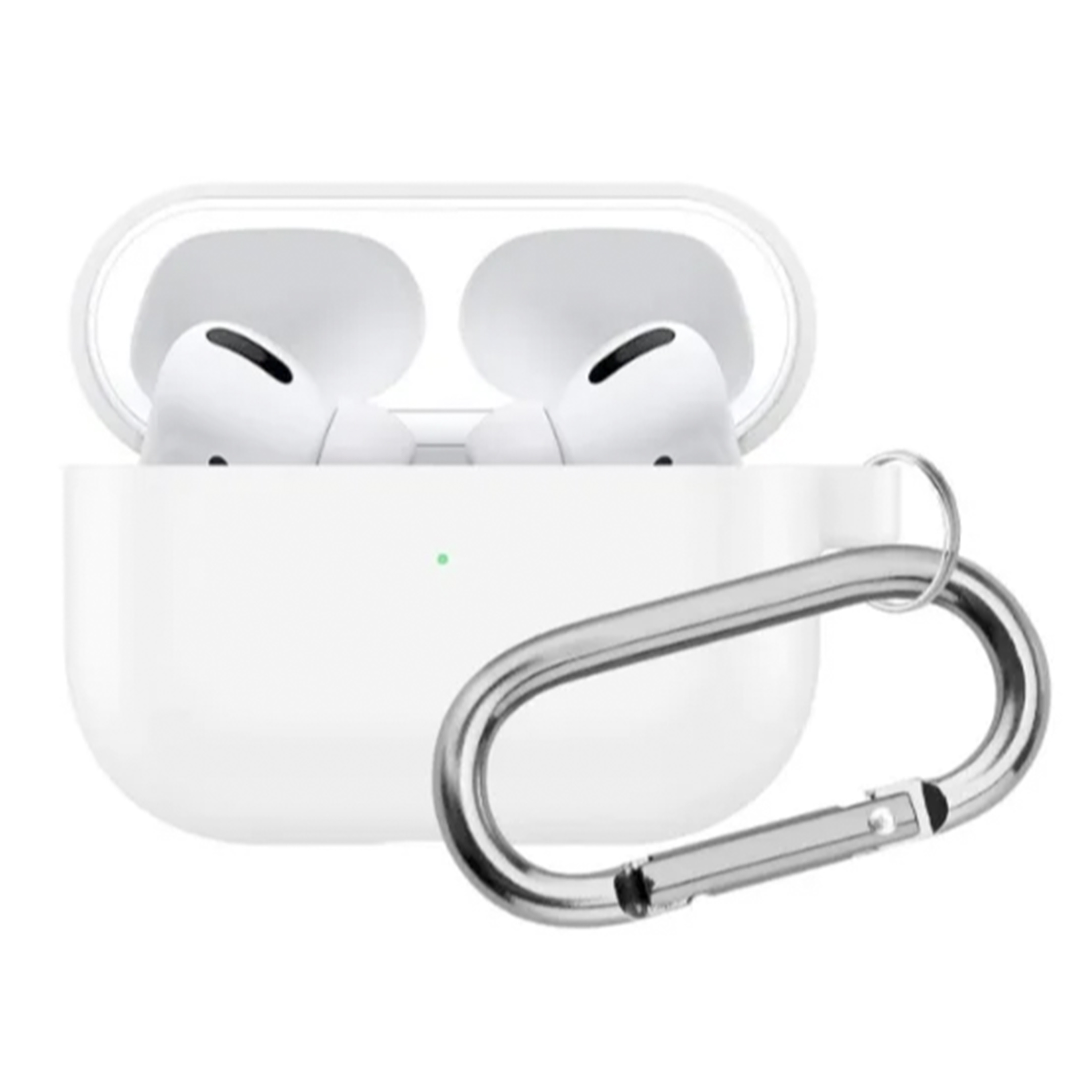 

Чехол силиконовый для Airpods Pro/Pro 2, белый с карабином