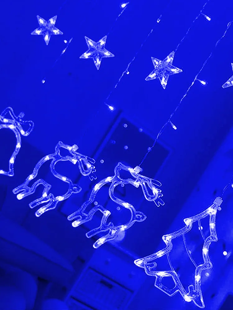 Гирлянда светодиодная Uni-Store, Олень, ёлка, колокольчик 3м, AS7002_3m, синий